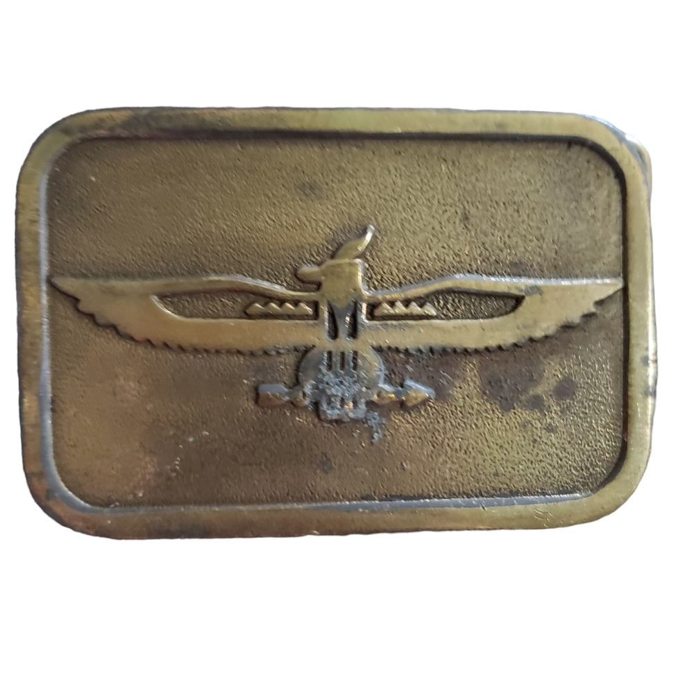 HIT LINE USA Brass American Eagle Belt Western Buckle Vintage 1970's Made In USA
